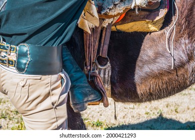 Argentine Gaucho Riding A Horse.