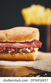 Argentinian Choripan With Chimichurri And Creole Sauce.