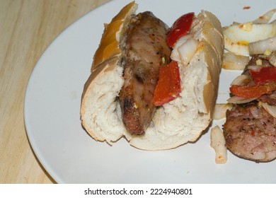 Argentinian Food Sausage And Bread , With Creole Sauce              