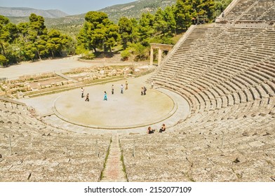 ARGOL, GREECE - Mar 03, 2010: Epidaurus, Greece  March 3, 2010:View Of The Seats At Epidavros Theatre, Ancient Greece



