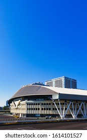 Ariake, Tokyo / Japan - 2019.01.03 : Landscape Of Tokyo City Olympic Arena ( Named Ariake Coliseum ) In Japan 