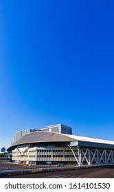 Ariake, Tokyo / Japan - 2019.01.03 : Landscape Of Tokyo City Olympic Arena ( Named Ariake Coliseum ) In Japan 