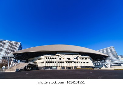 Ariake, Tokyo / Japan - 2019.01.03 : Landscape Of Tokyo City Olympic Arena ( Named Ariake Coliseum ) In Japan 