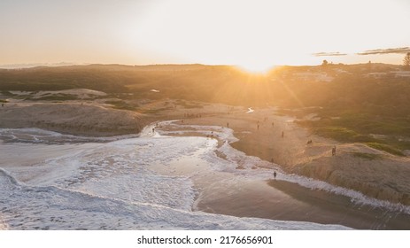 Arial Beach Shot At Sunset After The Floods