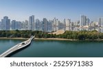 Arial Drone shot of Sharjah city showing SKYLINE in sharjah