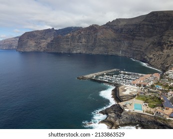 Arial Photo Of Coastline Of A Spanish Harbour Town In Tenerife