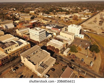 Arial Photography Of Downtown Hattiesburg Mississippi Cityscape.