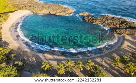 An arial shot of the scenic beach Mar Chiquita in Manati Puerto Rico
