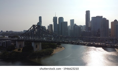Arial Shot of Story Bridge and Brisbane City