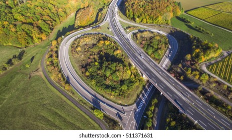 Arial View Above A German Highway Heart Green View