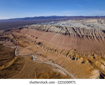 Arial View Of Aktau Mountain Peaks. Altyn-Emel National Park.