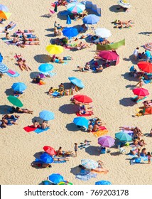 Arial View Of A Crowded Beach In A Hot Sunny Summer Day