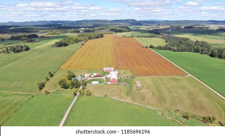 Arial View Of A Farm And Fields