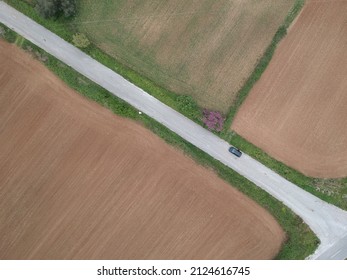 Arial View Farm Fields In Valley Of Paramythia Town In Epirus, Greece