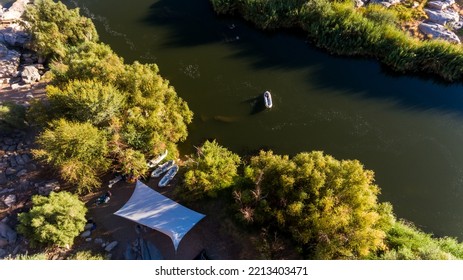 Arial View Of A Fisherman And A River