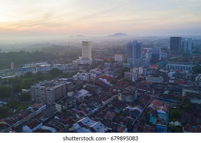 Arial View Of Malacca City During Sunrise