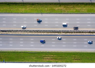 Arial View Of Modern Transportation With Expressway Road  Highway Top View. Important Infrastructure.