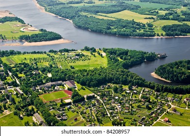 Arial View Over Small Village