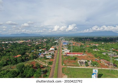 Arial View Of The Road At Pakse, Champasak Province, Lao PDR. 