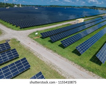 Arial View Of A Solar Farm