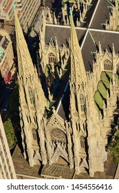 Arial View Of The St. Patrick's Cathedral In Manhattan, New York City. Manhattan, New York, USA - June 23, 2019.