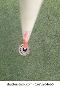 Arial View Straight Into A Golf Hole.