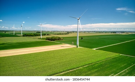Arial View Of Windmills With A Drone