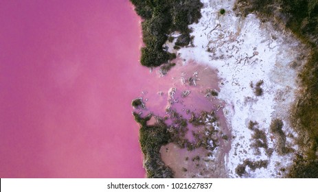 Arial Views Of A Salt Lake Coastline In Southern Spain