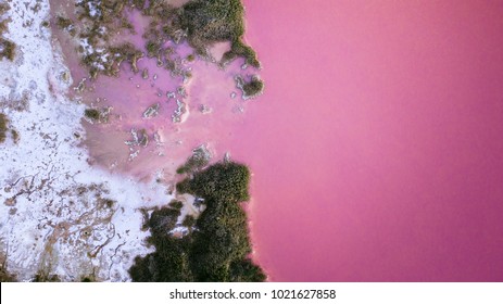 Arial Views Of A Salt Lake Coastline In Southern Spain