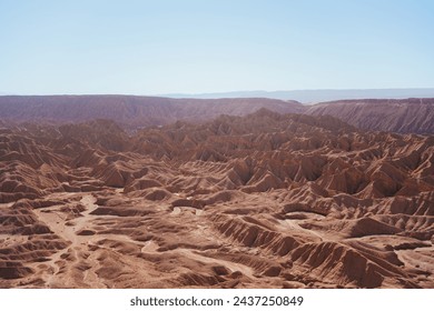 Arid desert rock formations in Devil's Gorge in San Pedro de Atacama, Chile