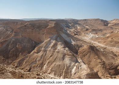 Arid Hills Of Judean Desert, Shot From Masada Fortress