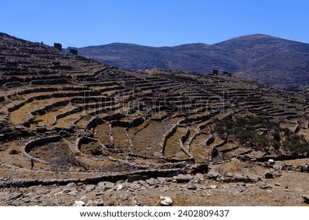 Arid rural landscape on Tinos island in Greece