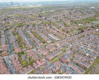 Ariel Drone View Houses In Manchester England
