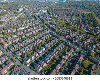 Ariel Drone View Houses In Manchester England Residential