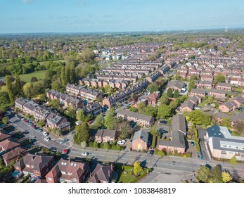 Ariel Drone View Houses In Manchester England Residential