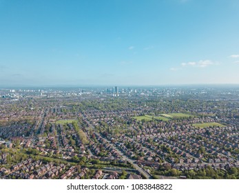 Ariel Drone View Houses In Manchester England Residential