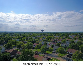 Ariel Shot Of A Suburban Neighbor Hood In Illinois.