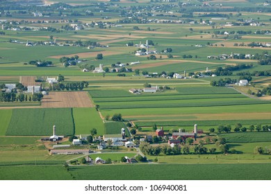 Ariel View Of Dutch Country Farm Land