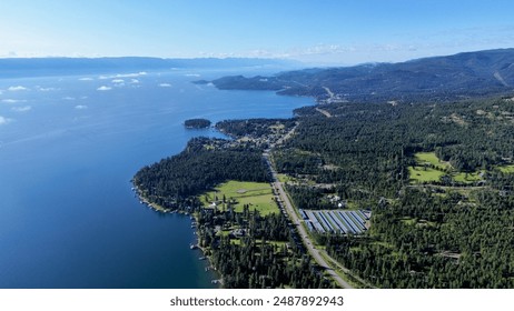 Ariel view of flathead lake from Sommers montana