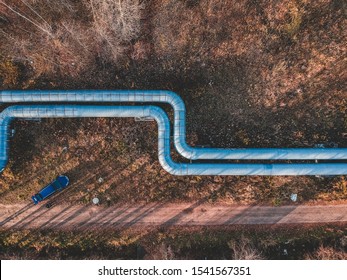 Ariel View Of The Gas Pipeline In The Forest