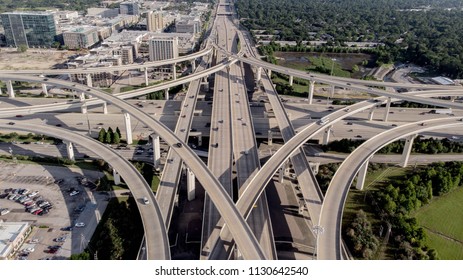 Ariel View of I-10 Freeway intersecting with Beltway 8 in Houston Texas.