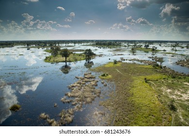 Ariel View Of The Okavango Delta, Botswana, Taken From A Helicopter