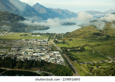 Ariel View Over The Town Of Fox Glacier In New Zealand