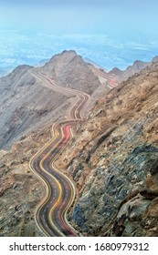 Ariel View Of The Road Climbing The Mountains At Al Taif, KSA