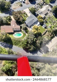 Ariel view of Santa Barbara red helicopter