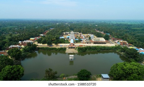 Ariel View Of Thiruvizhi Mazhalai Temple Located In Thanjavur District, Tamilnadu, India.