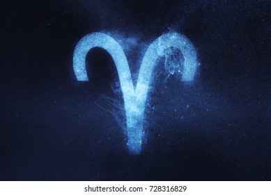 Aries Zodiac Sign. Abstract night sky background - Shutterstock ID 728316829