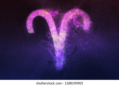 Aries Zodiac Sign. Night sky background - Shutterstock ID 1188190903