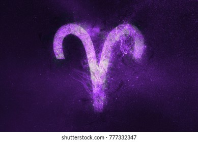 Aries Zodiac Sign. Night sky Abstract background - Shutterstock ID 777332347