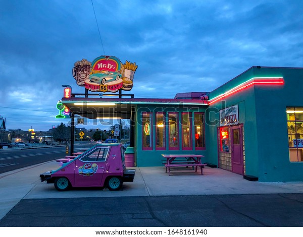 Arizona,\
America, March, 2018. View of restaurant at Kingman, is a city\
along Route 66, in northwestern\
Arizona.